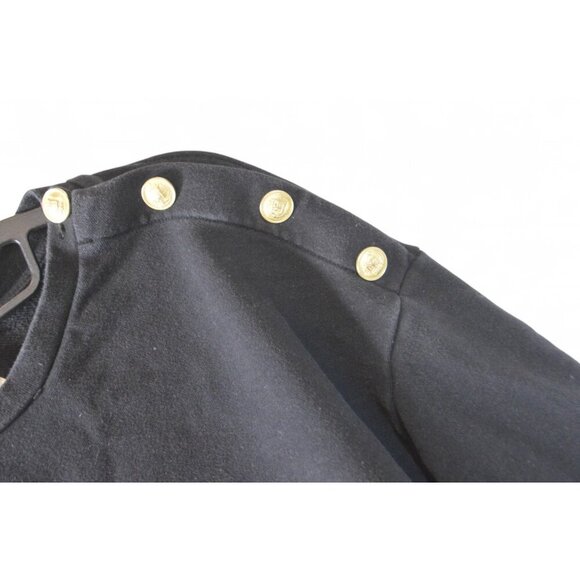 H&M Women’s Black Pullover Sweatshirt XL Gold Button Shoulder Crewneck - Picture 2 of 3